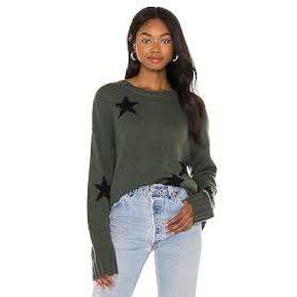 Rails Perci Star Sweater Olive Green Sz S Novelty Print Merino Wool Preppy‎ Y2K - Picture 1 of 8